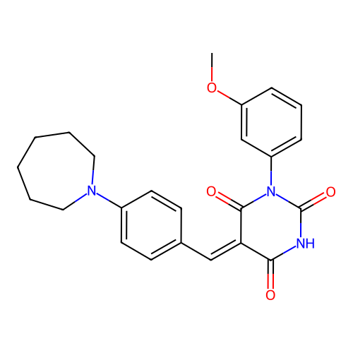(Z)-5-(4-(azepan-1-yl)benzylidene)-1-(3-methoxyphenyl)pyrimidine-2,4,6(1H,3H,5H)-trione structure