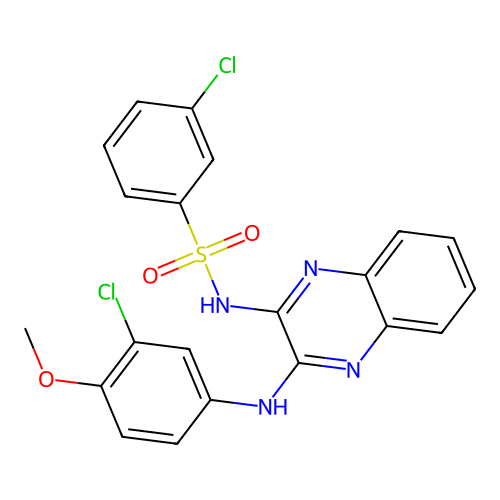 3-chloro-N-(3-((3-chloro-4-methoxyphenyl)amino)quinoxalin-2-yl)benzenesulfonamide structure