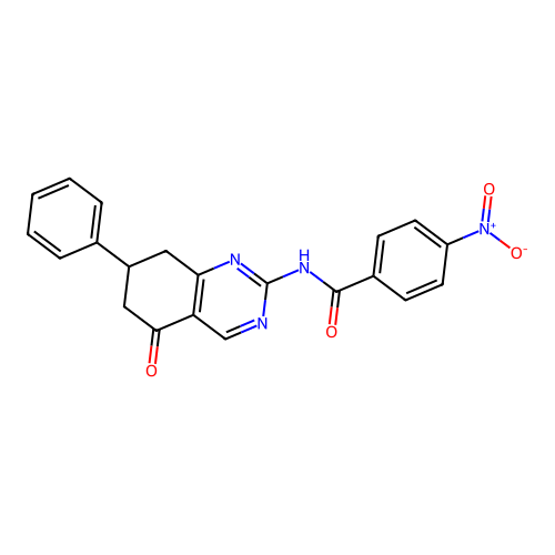 4-nitro-N-(5-oxo-7-phenyl-5,6,7,8-tetrahydroquinazolin-2-yl)benzamide structure