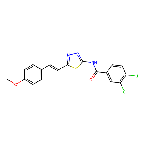 (E)-3,4-dichloro-N-(5-(4-methoxystyryl)-1,3,4-thiadiazol-2-yl)benzamide structure