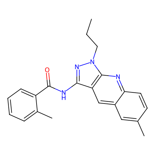 2-methyl-N-(6-methyl-1-propylpyrazolo[3,4-b]quinolin-3-yl)benzamide structure