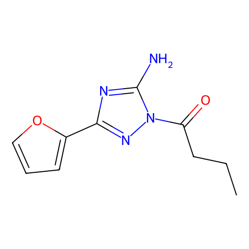 1-butyryl-3-(2-furyl)-1H-1,2,4-triazol-5-amine structure