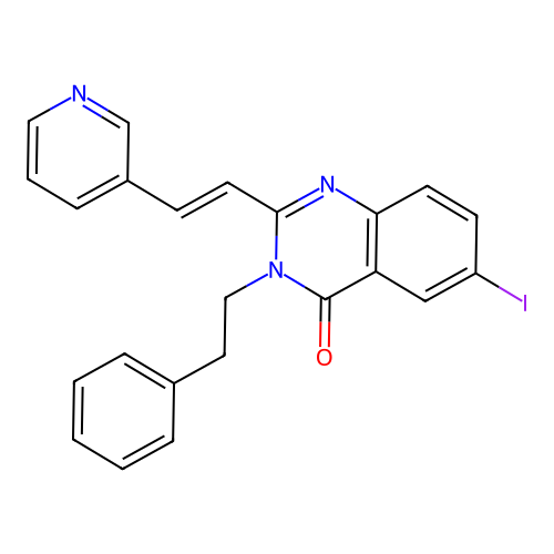6-iodo-3-(2-phenylethyl)-2-[(E)-2-(pyridin-3-yl)ethenyl]quinazolin-4(3H)-one structure