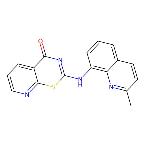 2-[(2-Methyl-8-quinolyl)amino]pyridino[3,2-e]1,3-thiazin-4-one structure