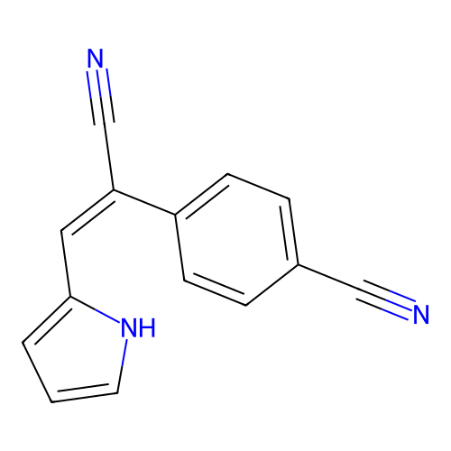 4-[(E)-1-cyano-2-(1H-pyrrol-2-yl)ethenyl]benzonitrile structure