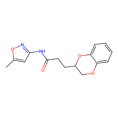 3-(2,3-dihydro-1,4-benzodioxin-2-yl)-N-(5-methyl-3-isoxazolyl)propanamide structure