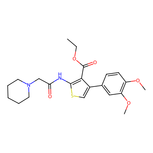 ethyl 4-(3,4-dimethoxyphenyl)-2-(2-(piperidin-1-yl)acetamido)thiophene-3-carboxylate structure