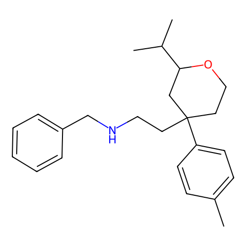 N-benzyl-2-[2-isopropyl-4-(4-methylphenyl)tetrahydro-2H-pyran-4-yl]ethanamine structure