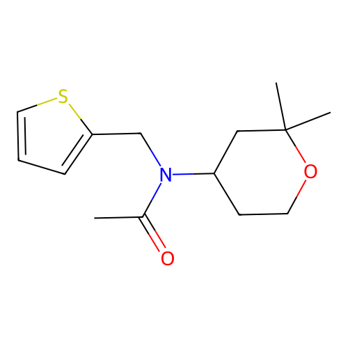 N-(2,2-dimethyltetrahydro-2H-pyran-4-yl)-N-(2-thienylmethyl)acetamide structure