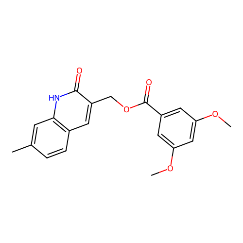 (7-methyl-2-oxo-1H-quinolin-3-yl)methyl 3,5-dimethoxybenzoate structure