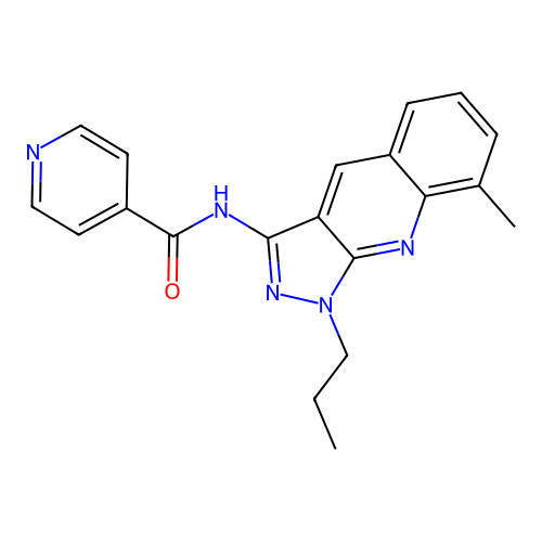 N-(8-methyl-1-propylpyrazolo[3,4-b]quinolin-3-yl)pyridine-4-carboxamide structure