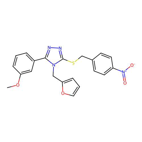 4-(2-furylmethyl)-3-(3-methoxyphenyl)-5-[(4-nitrophenyl)methylsulfanyl]-1,2,4-triazole structure