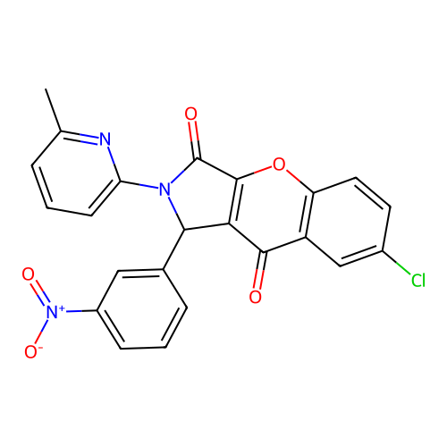 7-chloro-2-(6-methylpyridin-2-yl)-1-(3-nitrophenyl)-1,2-dihydrochromeno[2,3-c]pyrrole-3,9-dione structure