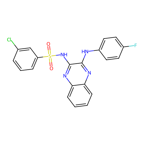 3-chloro-N-{3-[(4-fluorophenyl)amino]quinoxalin-2-yl}benzenesulfonamide structure