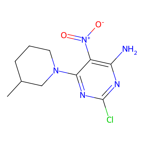 2-Chloro-6-(3-methylpiperidin-1-yl)-5-nitropyrimidin-4-amine structure