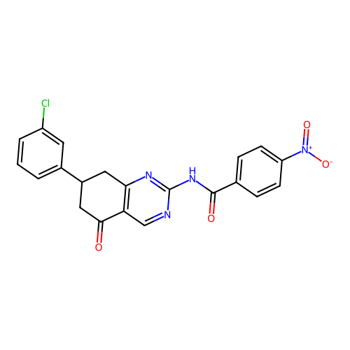 N-[7-(3-chlorophenyl)-5-oxo-5,6,7,8-tetrahydroquinazolin-2-yl]-4-nitrobenzamide structure