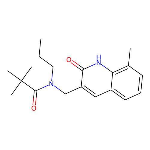 N-((2-hydroxy-8-methylquinolin-3-yl)methyl)-N-propylpivalamide structure