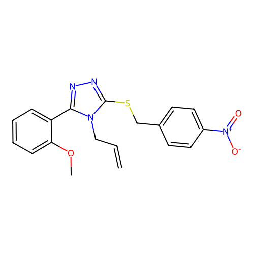 4-allyl-3-(2-methoxyphenyl)-5-((4-nitrobenzyl)thio)-4H-1,2,4-triazole structure