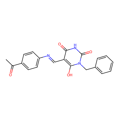 5-[(4-acetylanilino)methylidene]-1-benzyl-1,3-diazinane-2,4,6-trione structure