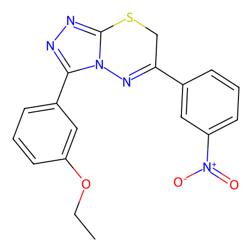 3-(3-ethoxyphenyl)-6-(3-nitrophenyl)-7H-[1,2,4]triazolo[3,4-b][1,3,4]thiadiazine structure