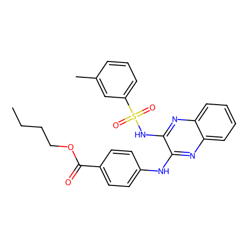 Butyl 4-[(3-{[(3-methylphenyl)sulfonyl]amino}quinoxalin-2-yl)amino]benzoate structure