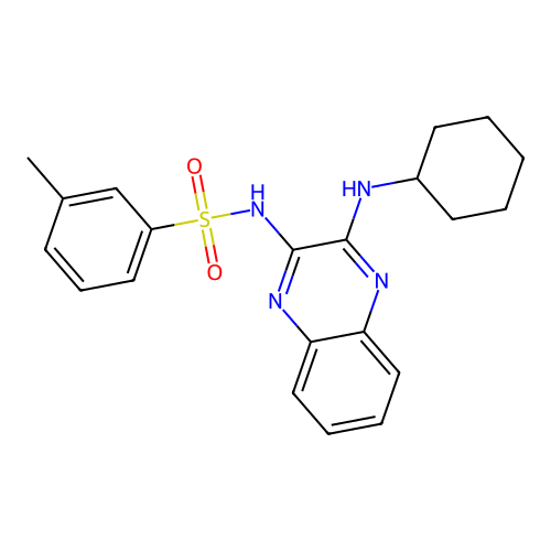 N-(3-(cyclohexylamino)quinoxalin-2-yl)-3-methylbenzenesulfonamide structure