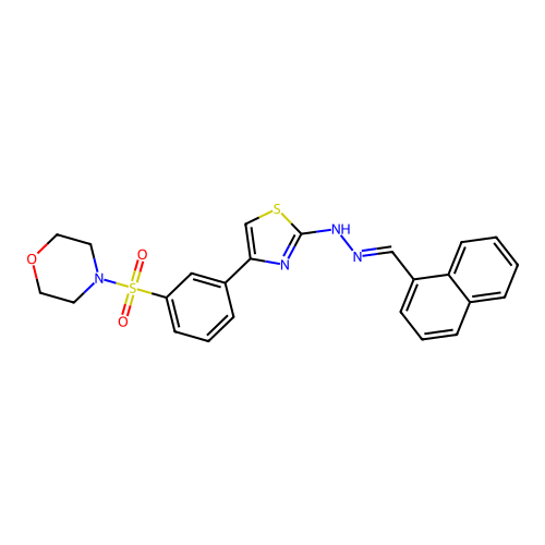 (E)-4-((3-(2-(2-(naphthalen-1-ylmethylene)hydrazinyl)thiazol-4-yl)phenyl)sulfonyl)morpholine structure