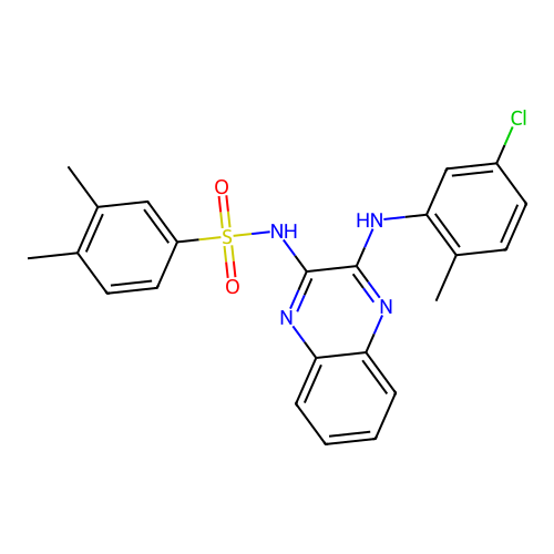 N-(3-((5-chloro-2-methylphenyl)amino)quinoxalin-2-yl)-3,4-dimethylbenzenesulfonamide structure