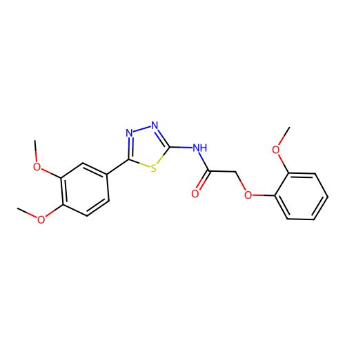 N-(5-(3,4-dimethoxyphenyl)-1,3,4-thiadiazol-2-yl)-2-(2-methoxyphenoxy)acetamide structure