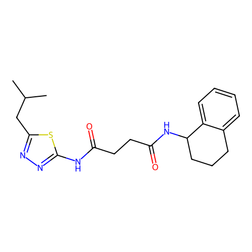 N1-(5-isobutyl-1,3,4-thiadiazol-2-yl)-N4-(1,2,3,4-tetrahydronaphthalen-1-yl)succinamide structure