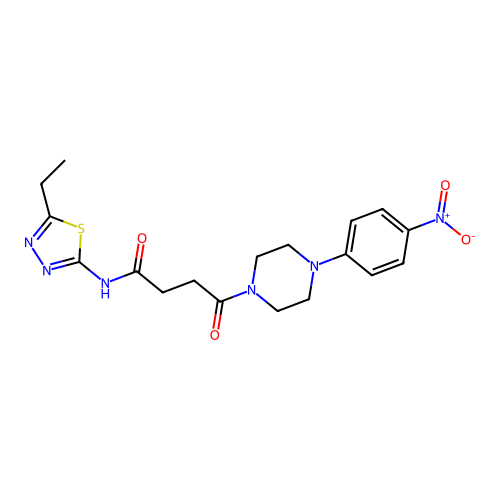 N-(5-ethyl-1,3,4-thiadiazol-2-yl)-4-(4-(4-nitrophenyl)piperazin-1-yl)-4-oxobutanamide structure