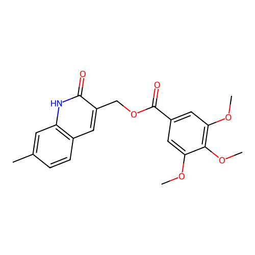 (7-methyl-2-oxo-1H-quinolin-3-yl)methyl 3,4,5-trimethoxybenzoate structure