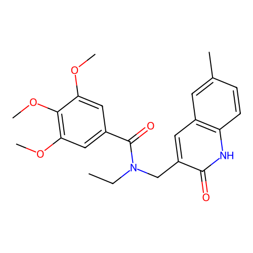N-ethyl-3,4,5-trimethoxy-N-[(6-methyl-2-oxo-1H-quinolin-3-yl)methyl]benzamide structure