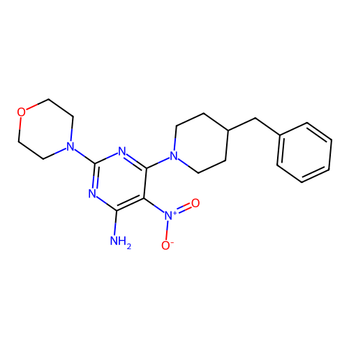 2-Morpholin-4-yl-5-nitro-6-[4-benzylpiperidyl]pyrimidine-4-ylamine structure