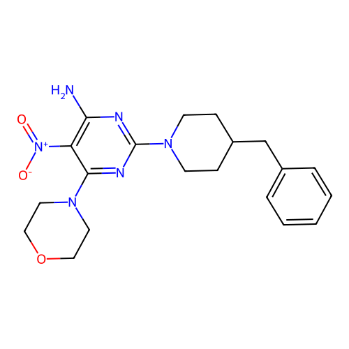 2-(4-Benzylpiperidin-1-yl)-6-(morpholin-4-yl)-5-nitropyrimidin-4-amine structure