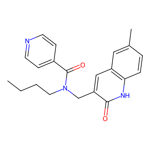N-butyl-N-((2-hydroxy-6-methylquinolin-3-yl)methyl)isonicotinamide structure