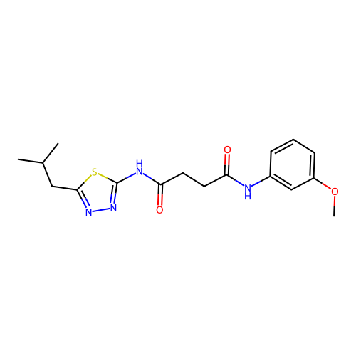 N1-(5-isobutyl-1,3,4-thiadiazol-2-yl)-N4-(3-methoxyphenyl)succinamide structure