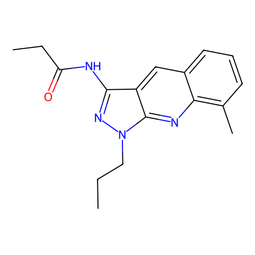 N-(8-methyl-1-propylpyrazolo[3,4-b]quinolin-3-yl)propanamide structure