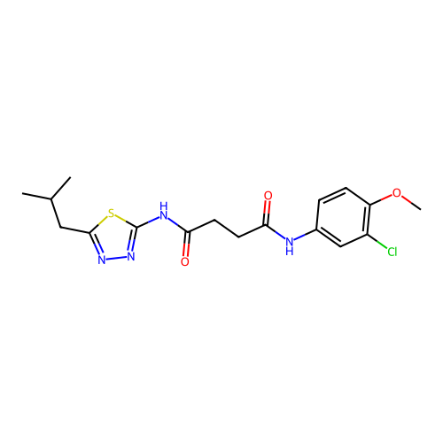 N-(3-chloro-4-methoxyphenyl)-N'-[5-(2-methylpropyl)-1,3,4-thiadiazol-2-yl]butanediamide structure