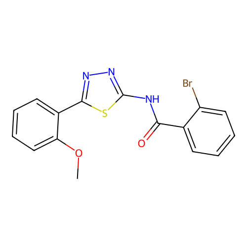 2-bromo-N-(5-(2-methoxyphenyl)-1,3,4-thiadiazol-2-yl)benzamide structure