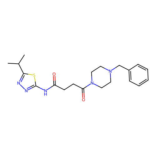 4-(4-benzylpiperazin-1-yl)-4-oxo-N-(5-propan-2-yl-1,3,4-thiadiazol-2-yl)butanamide structure