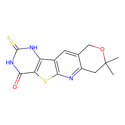 8,8-dimethyl-2-thioxo-2,3,7,8-tetrahydro-1H-pyrano[3'',4'':5',6']pyrido[3',2':4,5]thieno[3,2-d]pyrimidin-4(10H)-one structure