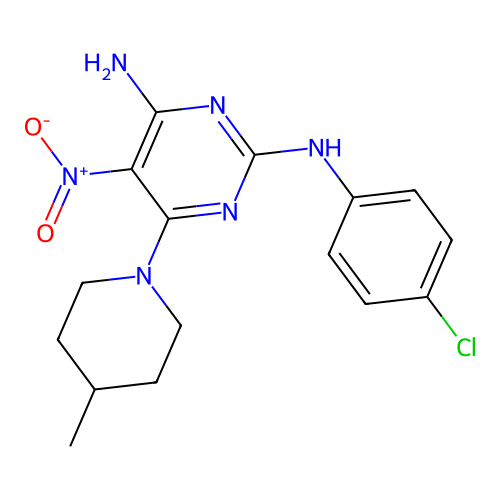 [4-Amino-6-(4-methylpiperidyl)-5-nitropyrimidin-2-yl](4-chlorophenyl)amine structure