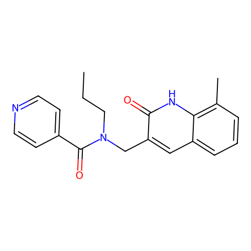 N-[(8-methyl-2-oxo-1H-quinolin-3-yl)methyl]-N-propylpyridine-4-carboxamide structure