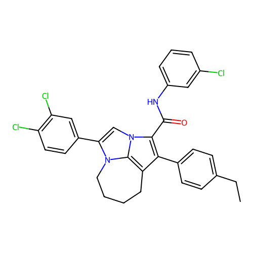 N-(3-chlorophenyl)-4-(3,4-dichlorophenyl)-1-(4-ethylphenyl)-5,6,7,8-tetrahydro-2a,4a-diazacyclopenta[cd]azulene-2-carboxamide structure