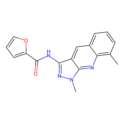 N-(1,8-dimethylpyrazolo[3,4-b]quinolin-3-yl)furan-2-carboxamide structure