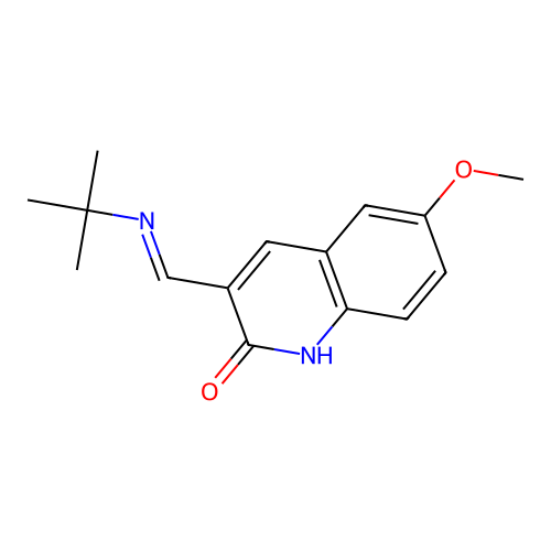 3-[(E)-(tert-butylimino)methyl]-6-methoxyquinolin-2(1H)-one structure
