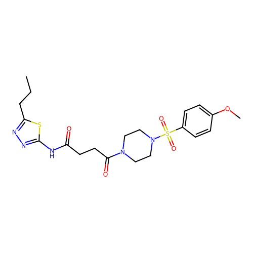 4-[4-(4-methoxyphenyl)sulfonylpiperazin-1-yl]-4-oxo-N-(5-propyl-1,3,4-thiadiazol-2-yl)butanamide structure