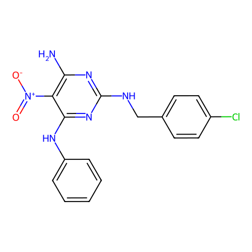 N~2~-(4-chlorobenzyl)-5-nitro-N~4~-phenylpyrimidine-2,4,6-triamine structure