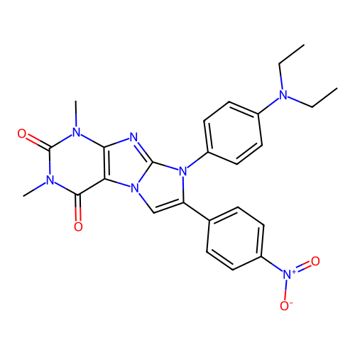 6-[4-(diethylamino)phenyl]-2,4-dimethyl-7-(4-nitrophenyl)purino[7,8-a]imidazole-1,3-dione structure